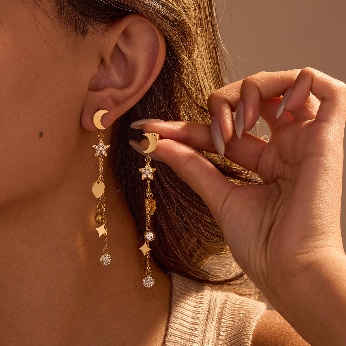 Moonlit Star Drop Earrings