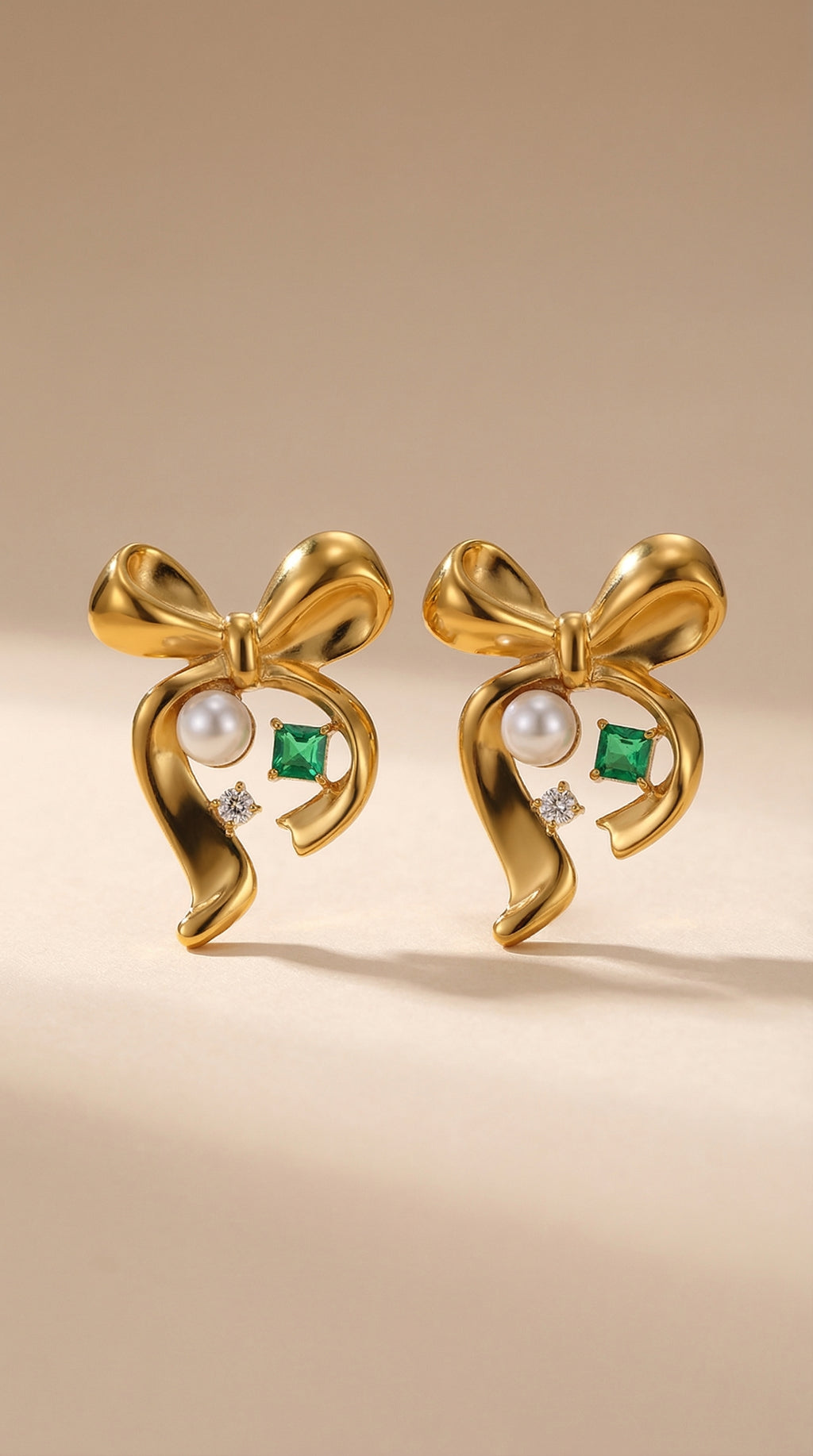 Festive Golden Bow Earrings