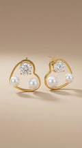 Pearl Heart Stud Earrings