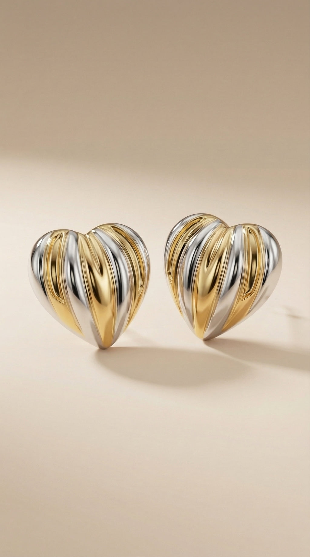 High Fashion Dual-Tone Heart Studs