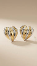 High Fashion Dual-Tone Heart Studs