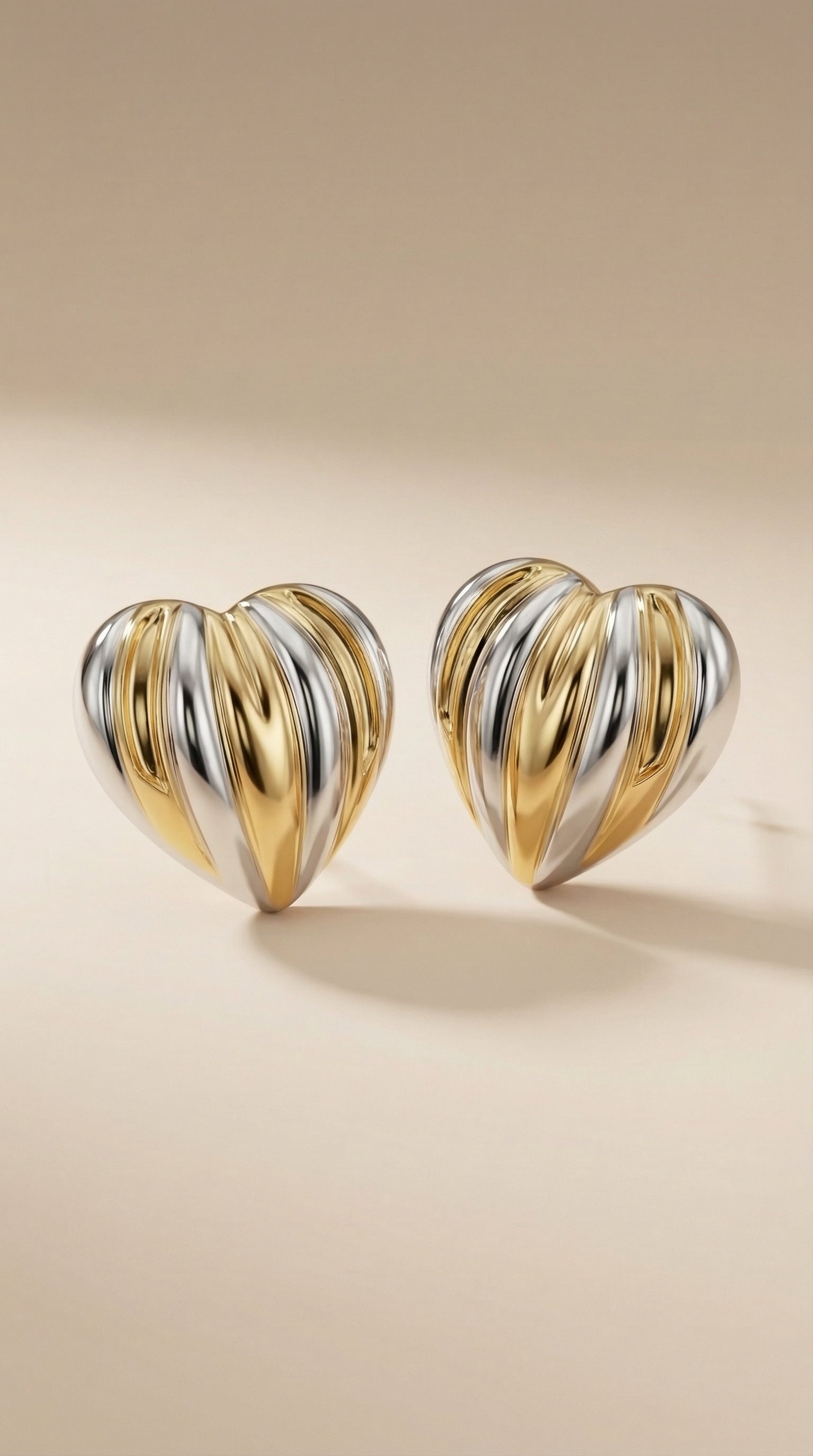 High Fashion Dual-Tone Heart Studs