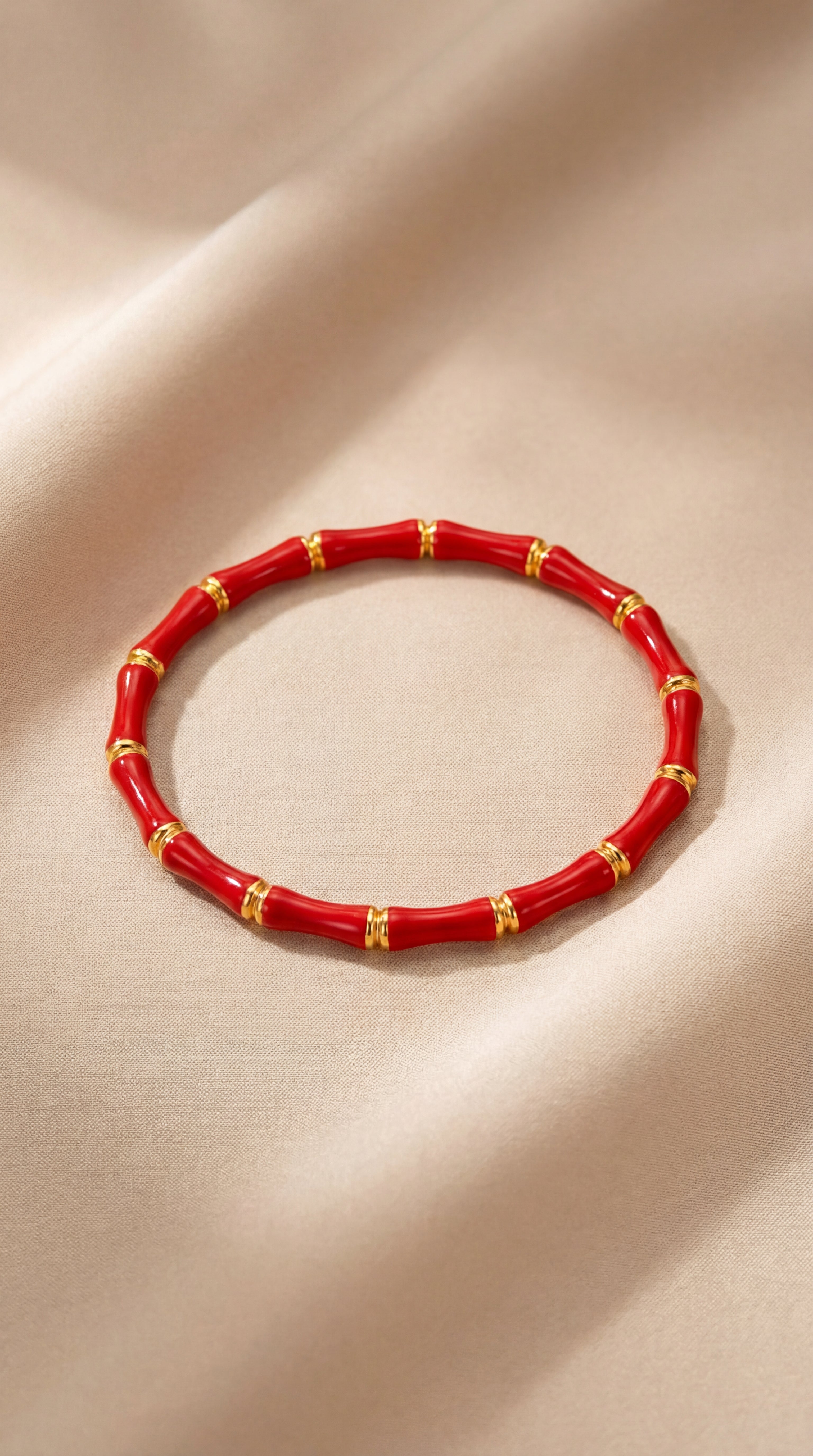 Red Bamboo Segment Bangle