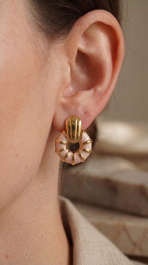 Champagne Petal Medallion Earrings
