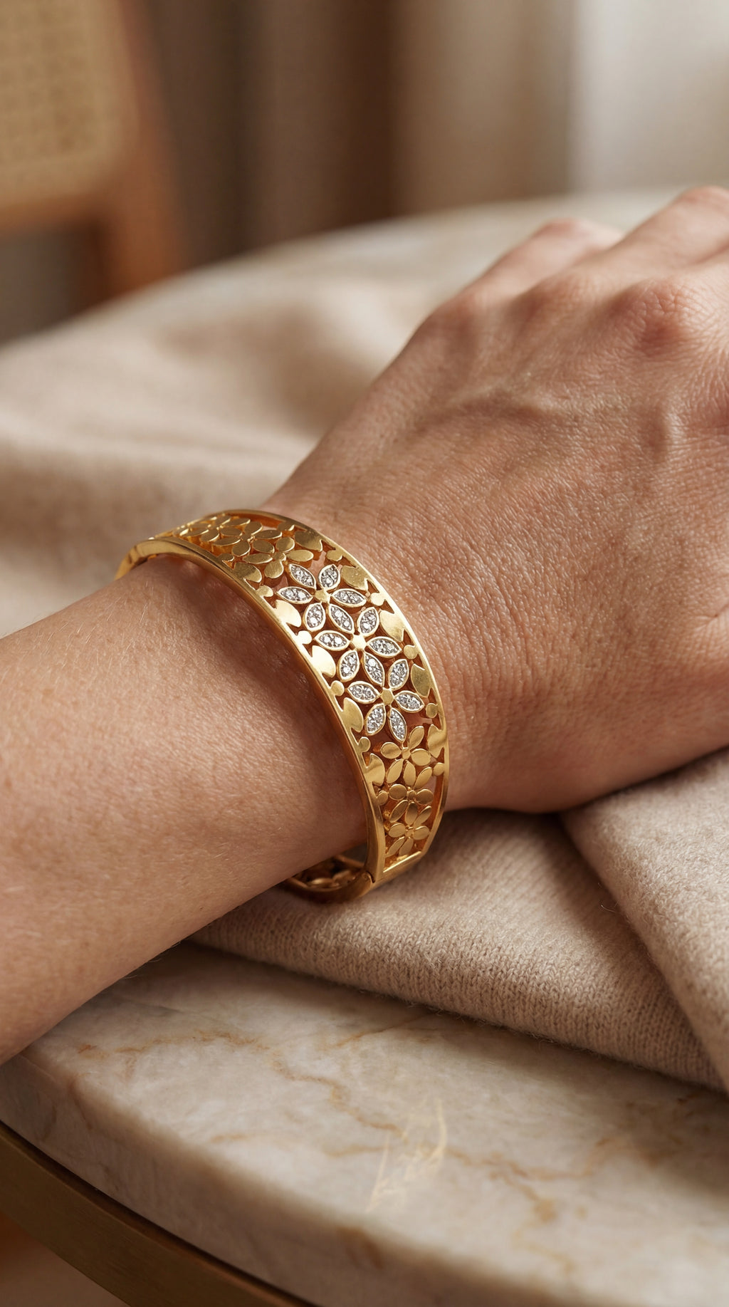 Petals of Radiance Gold Cuff