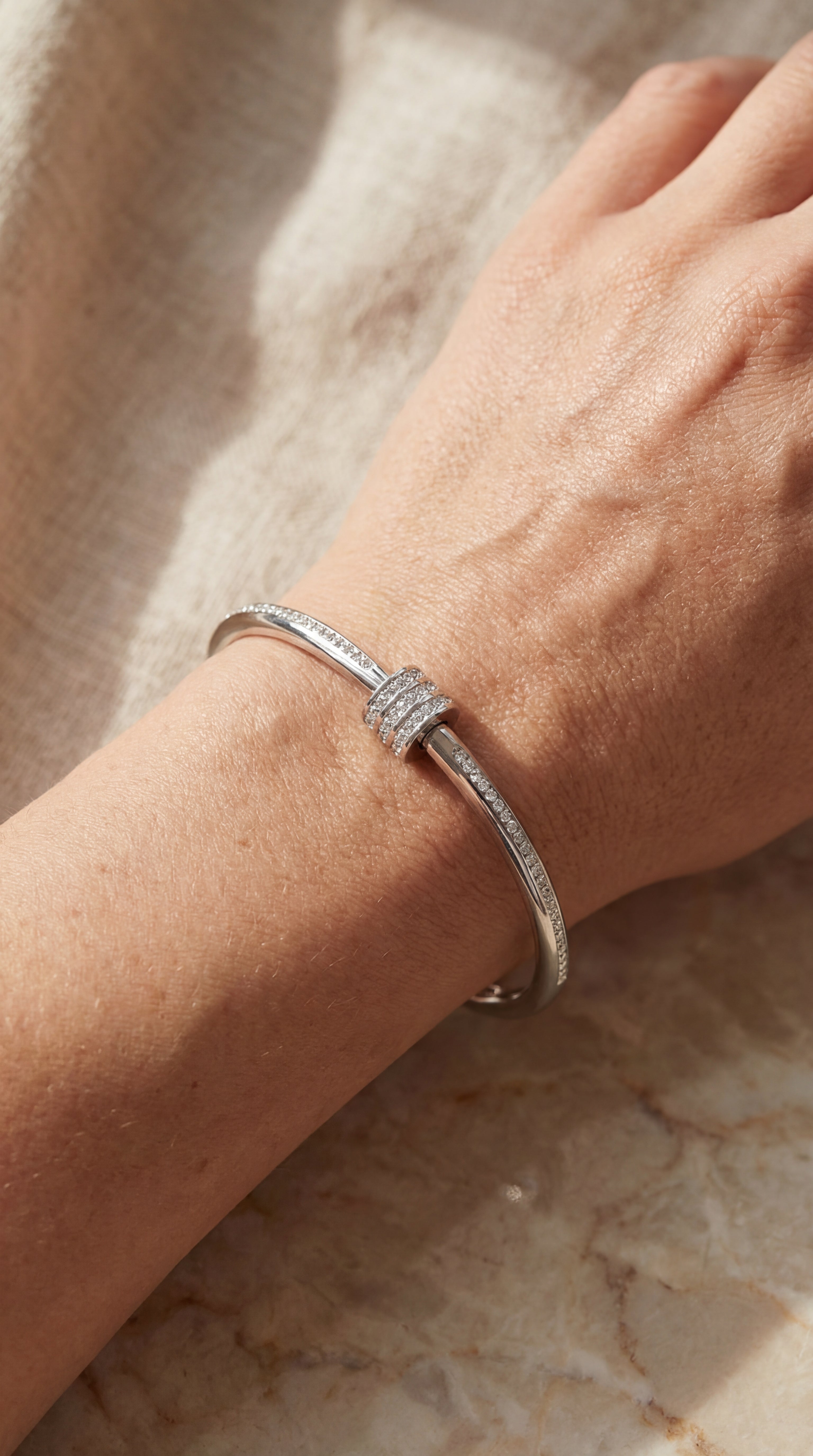 White Axis Contour Lock Bangle