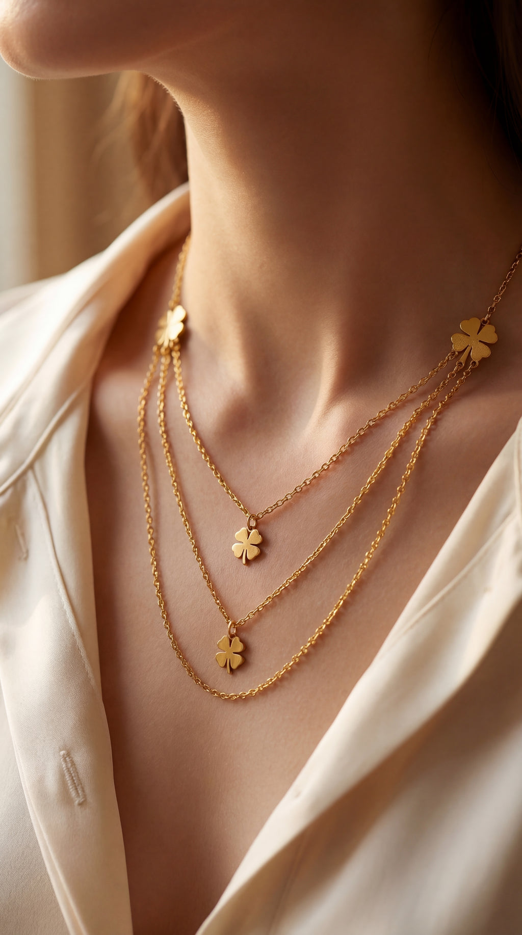 Triple Layer Lucky Clover Necklace