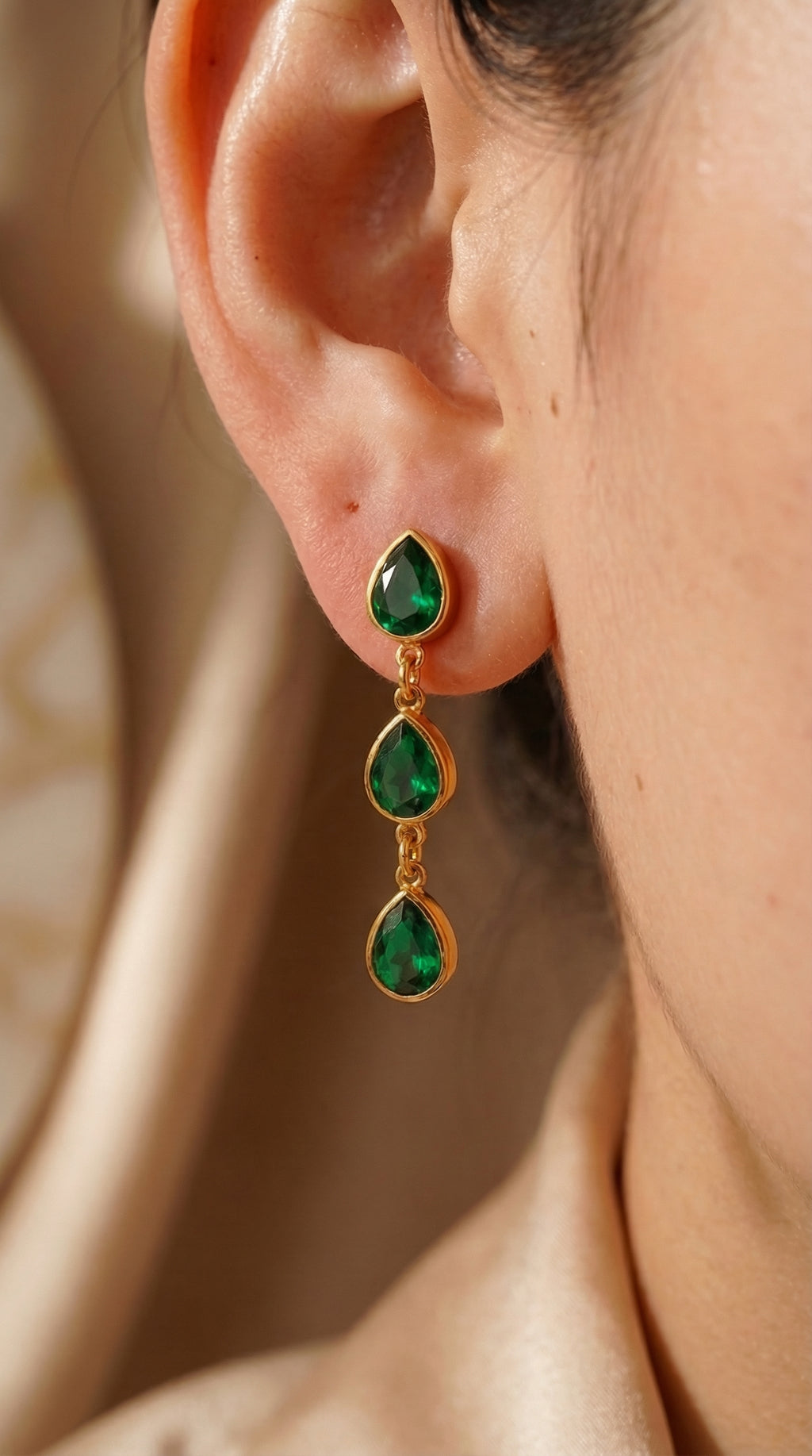 Green Octa Bezel Studs