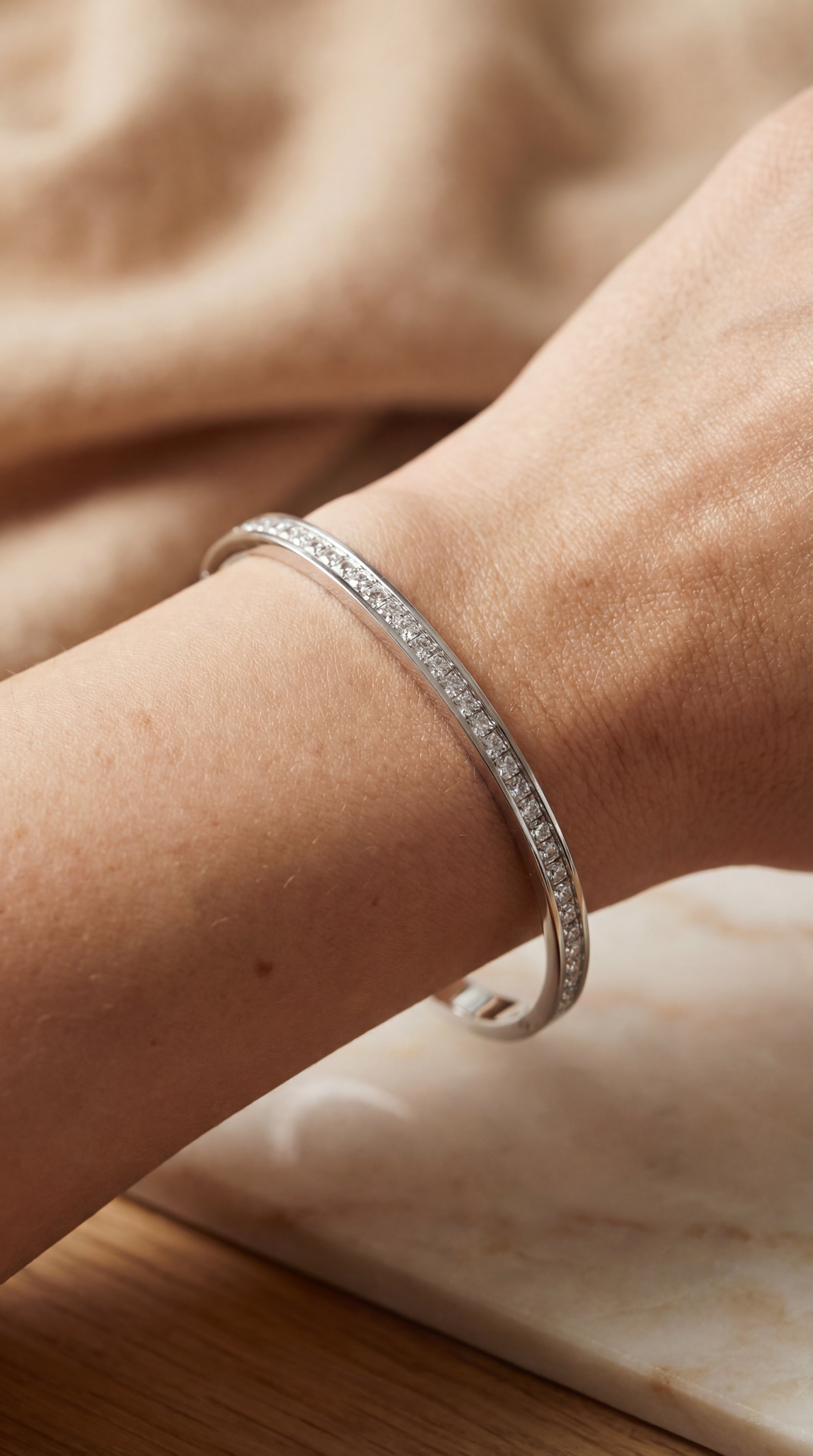 Maison White Radiance Pavé Bangle