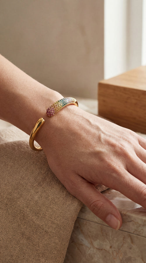 Crescent Multicolour Stone Cuff