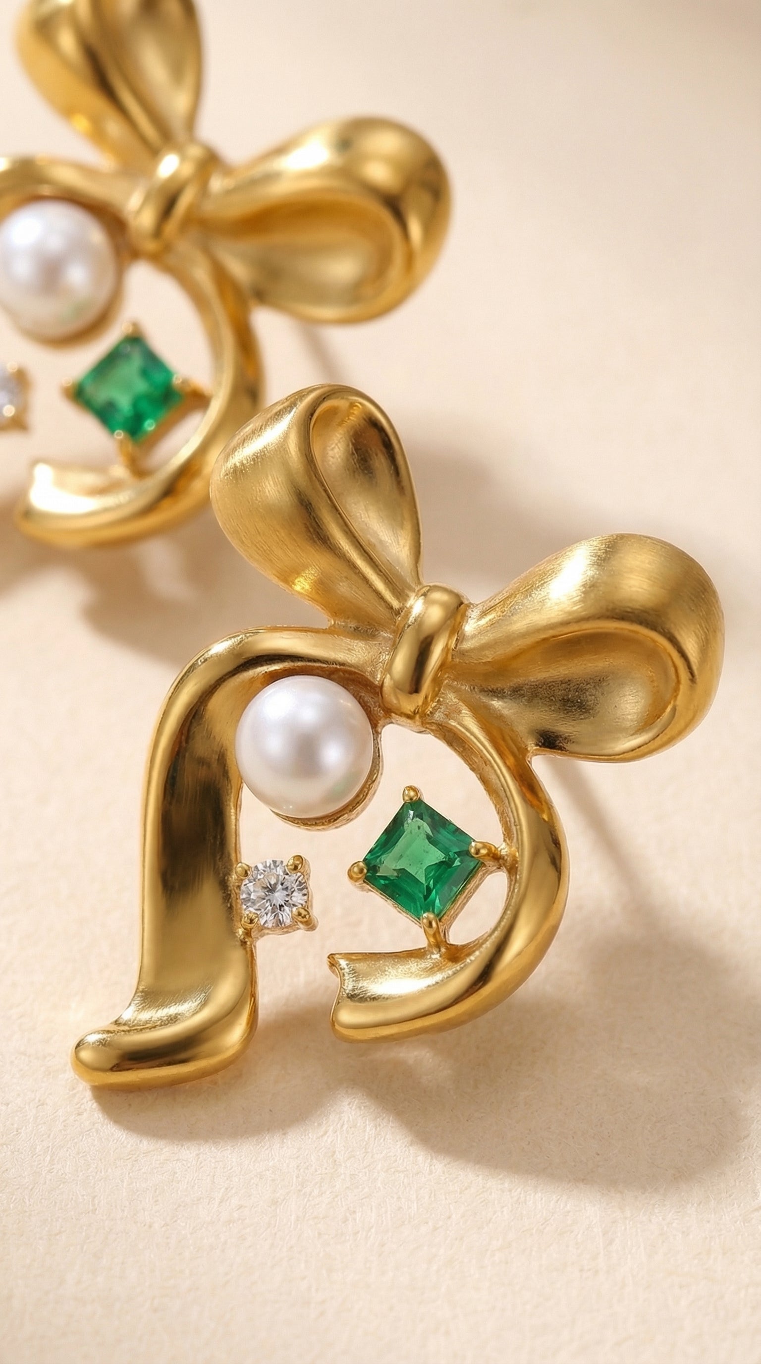 Festive Golden Bow Earrings