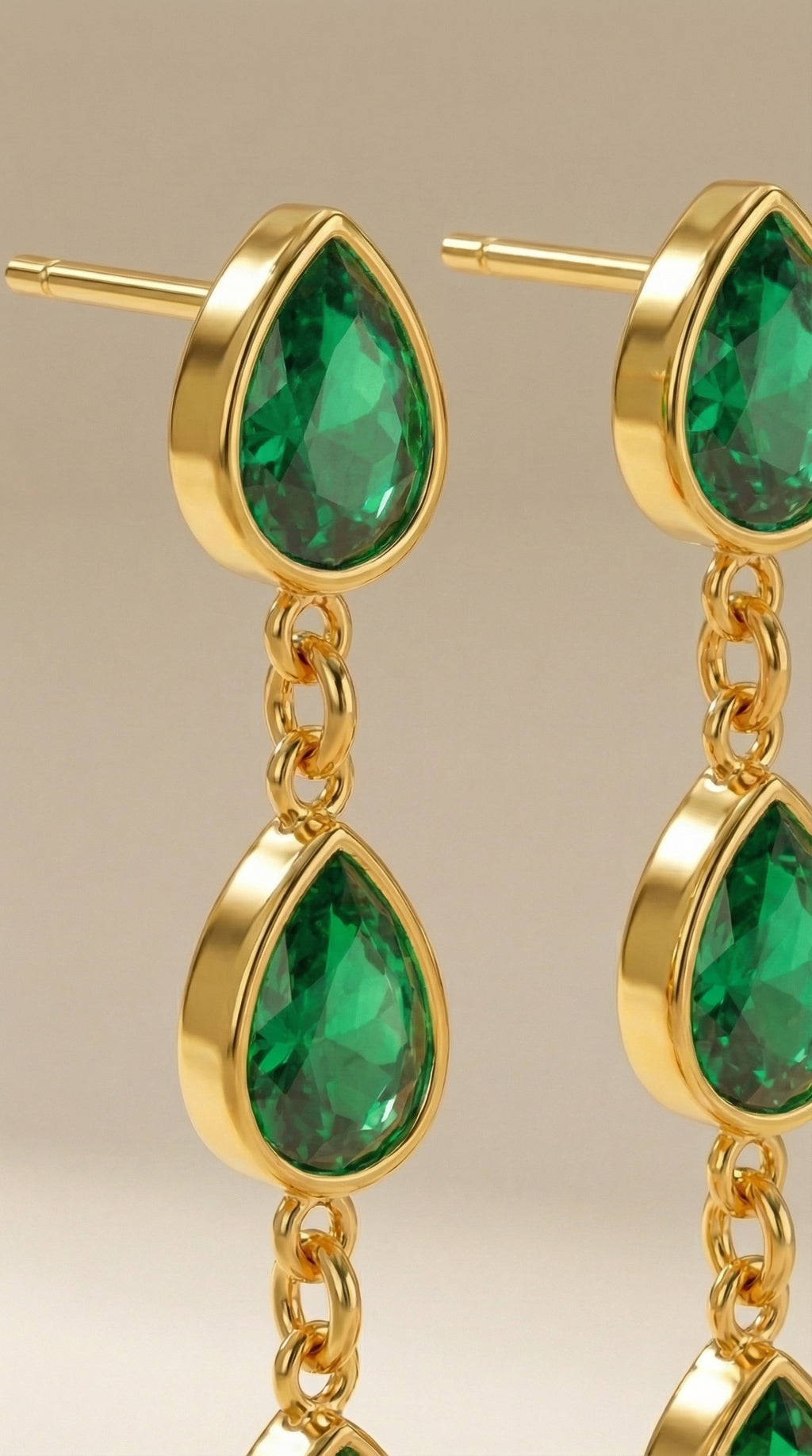Green Octa Bezel Studs