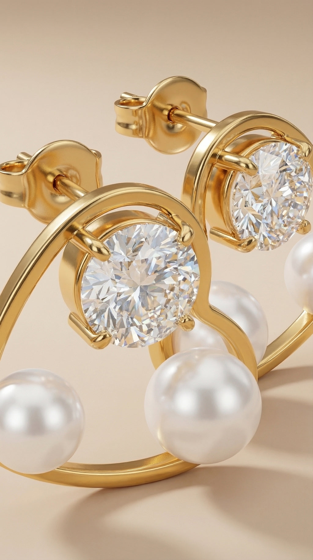 Pearl Heart Stud Earrings