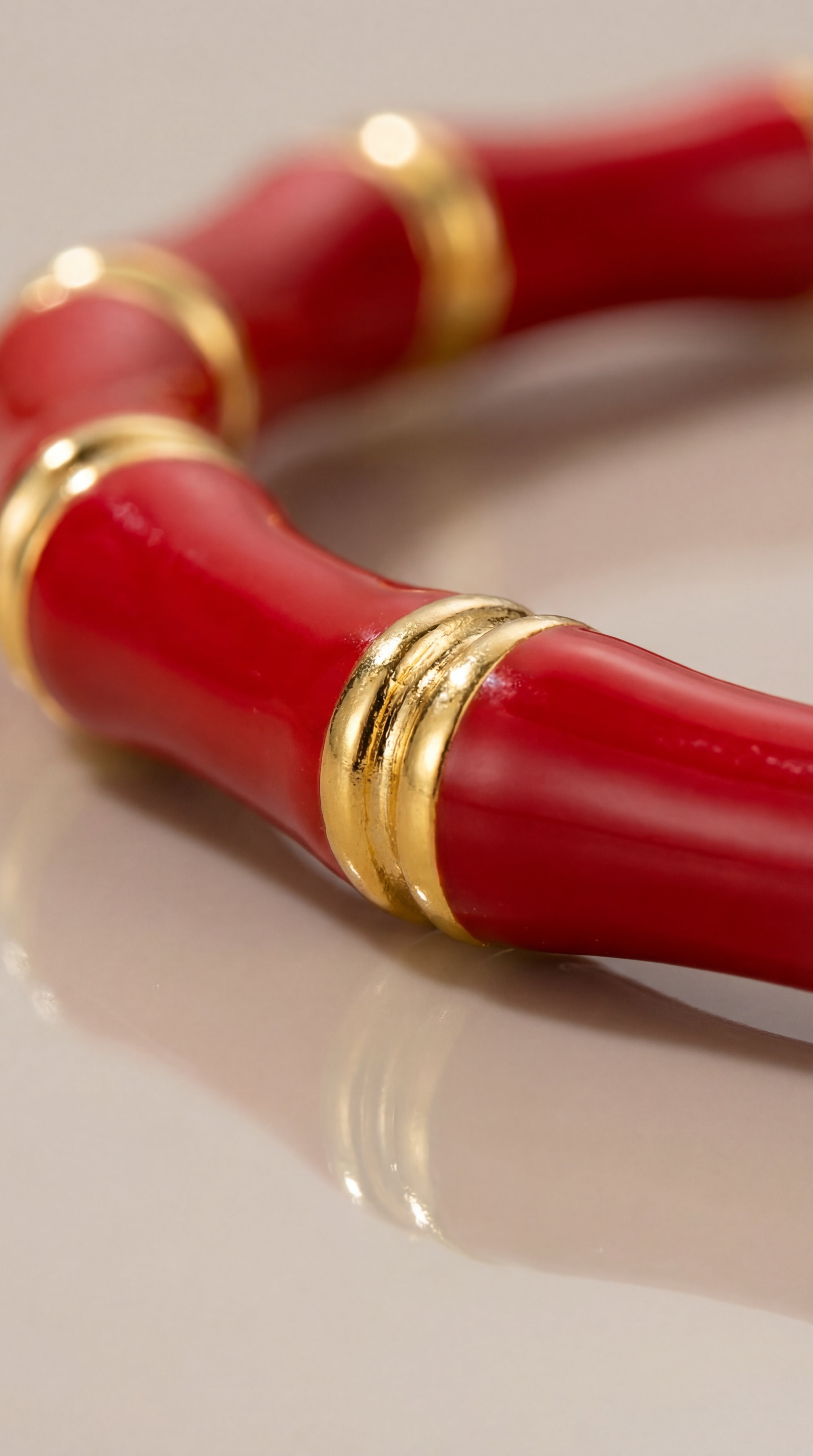 Red Bamboo Segment Bangle