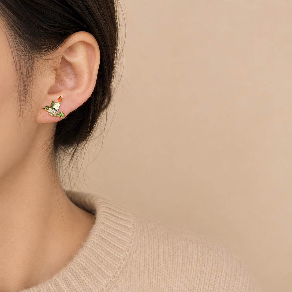Hummingbird Enamel Studs