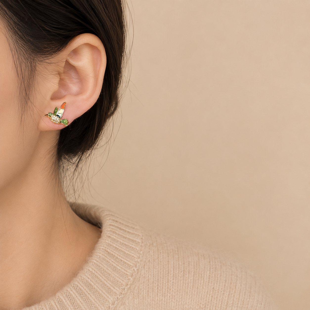 Hummingbird Enamel Studs