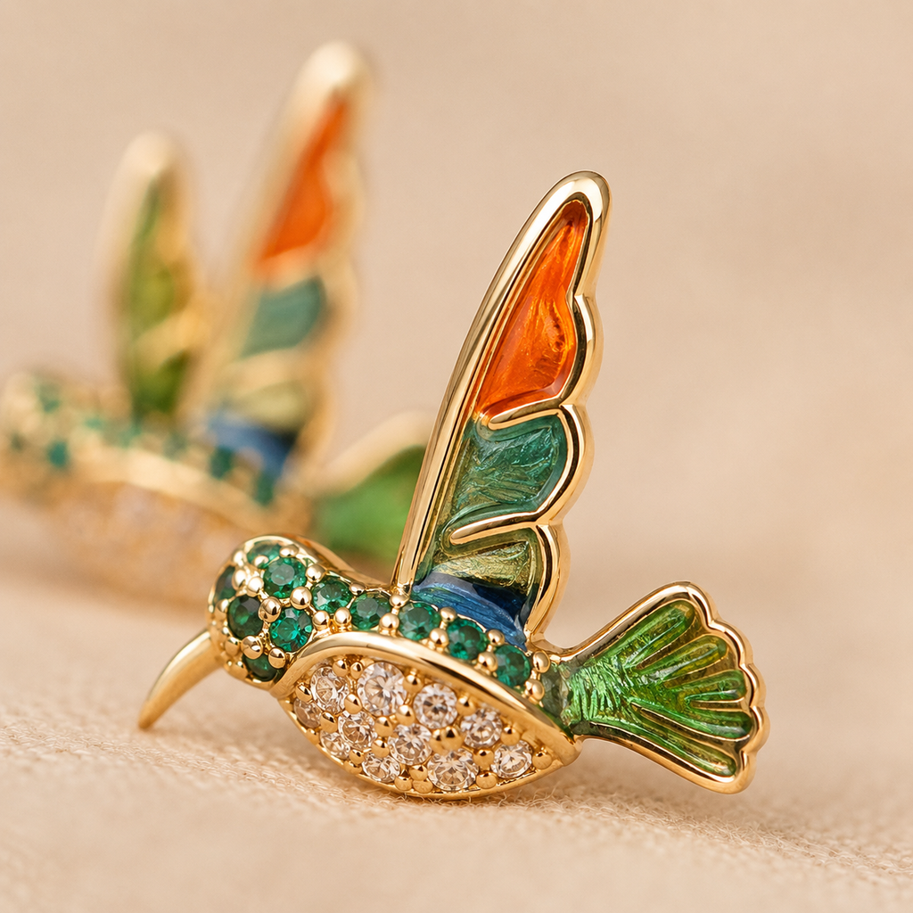 Hummingbird Enamel Studs