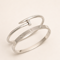 Statement Nail Stack Bracelet - Silver
