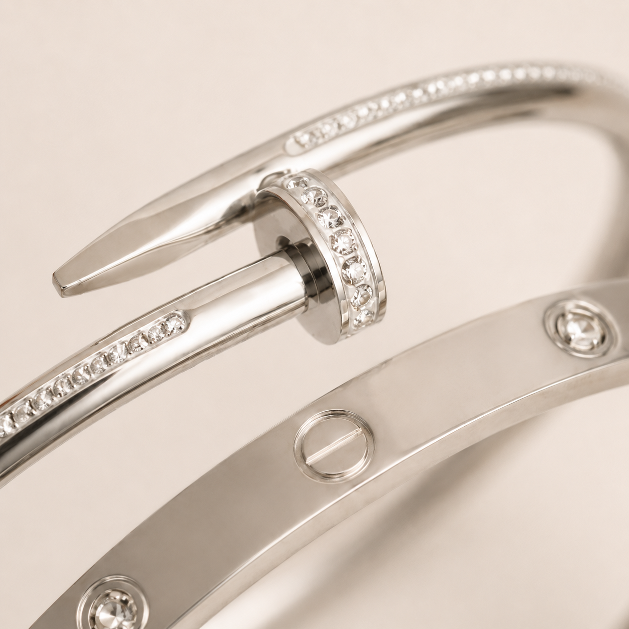 Statement Nail Stack Bracelet - Silver