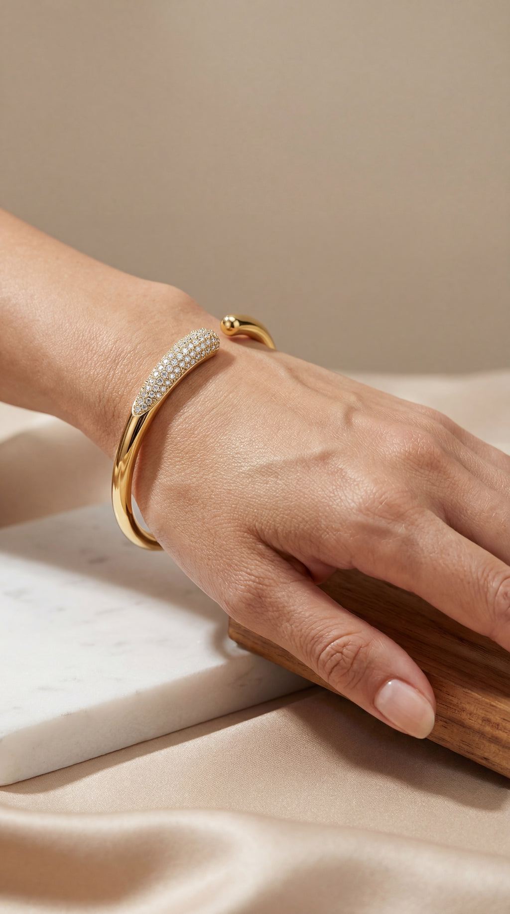 Crescent White Stone Cuff