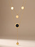 Double Layer Roman Disc Necklace - Black