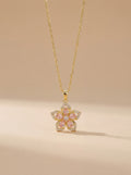 Pink Bloom Rotating Pendant Necklace