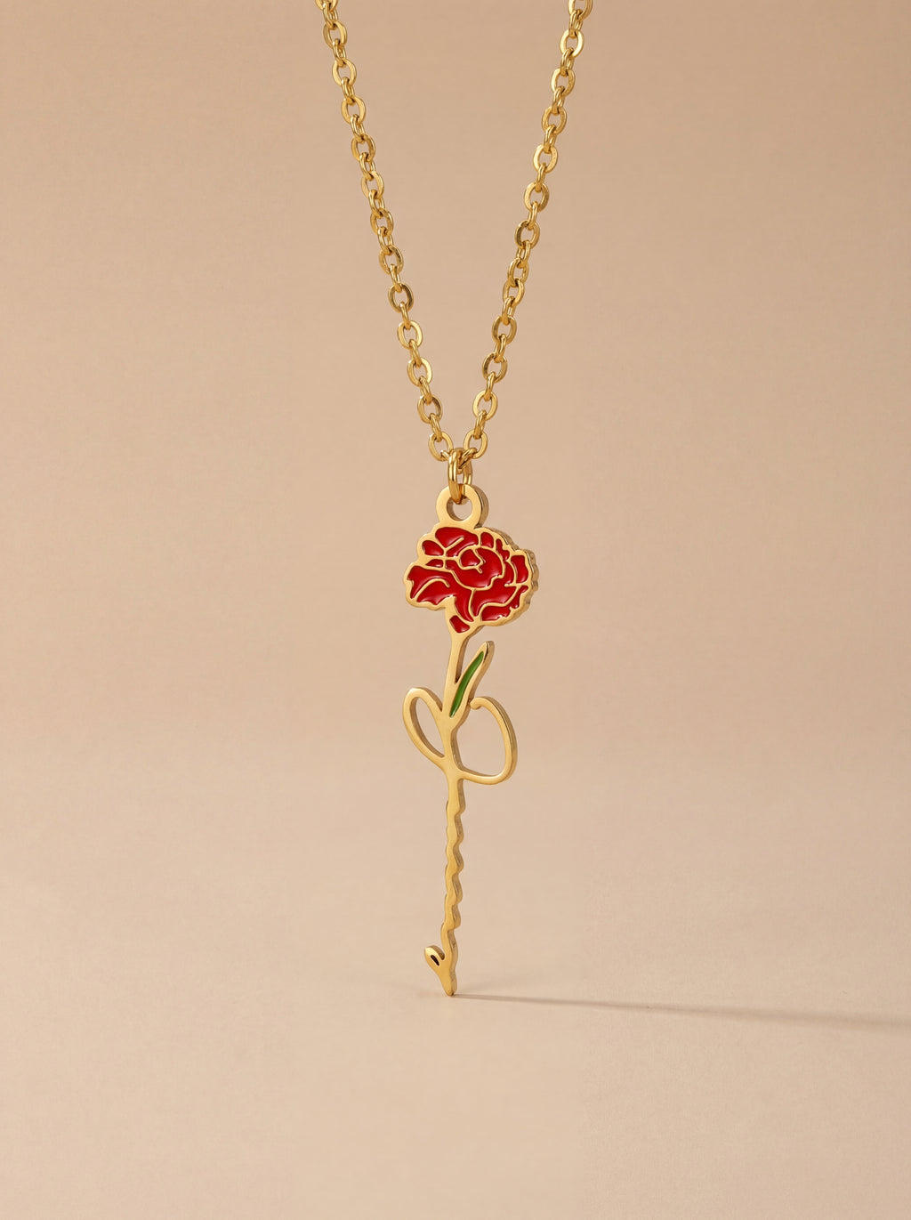 Scarlet Rose Stem Necklace
