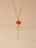 Scarlet Rose Stem Necklace