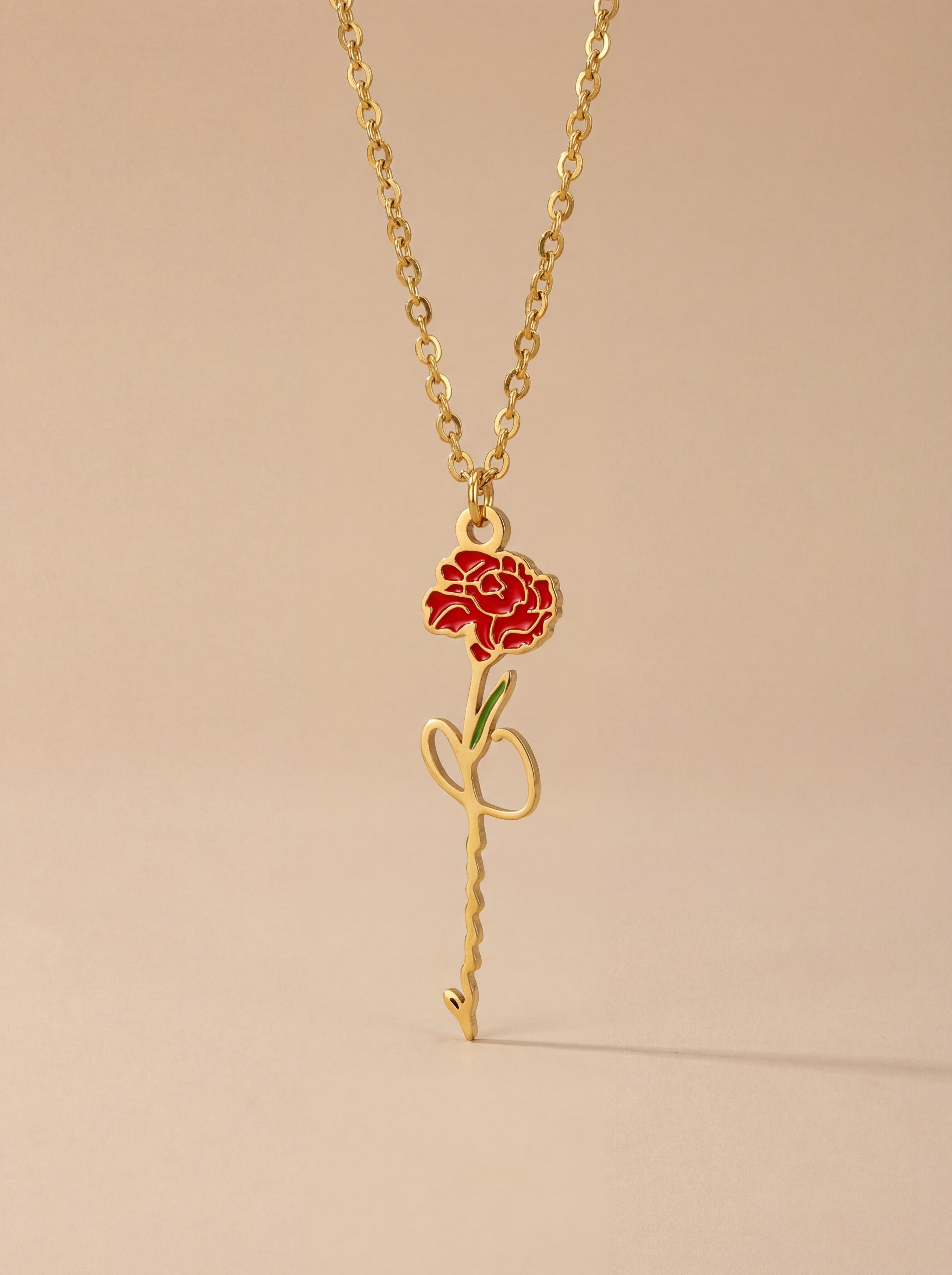 Scarlet Rose Stem Necklace