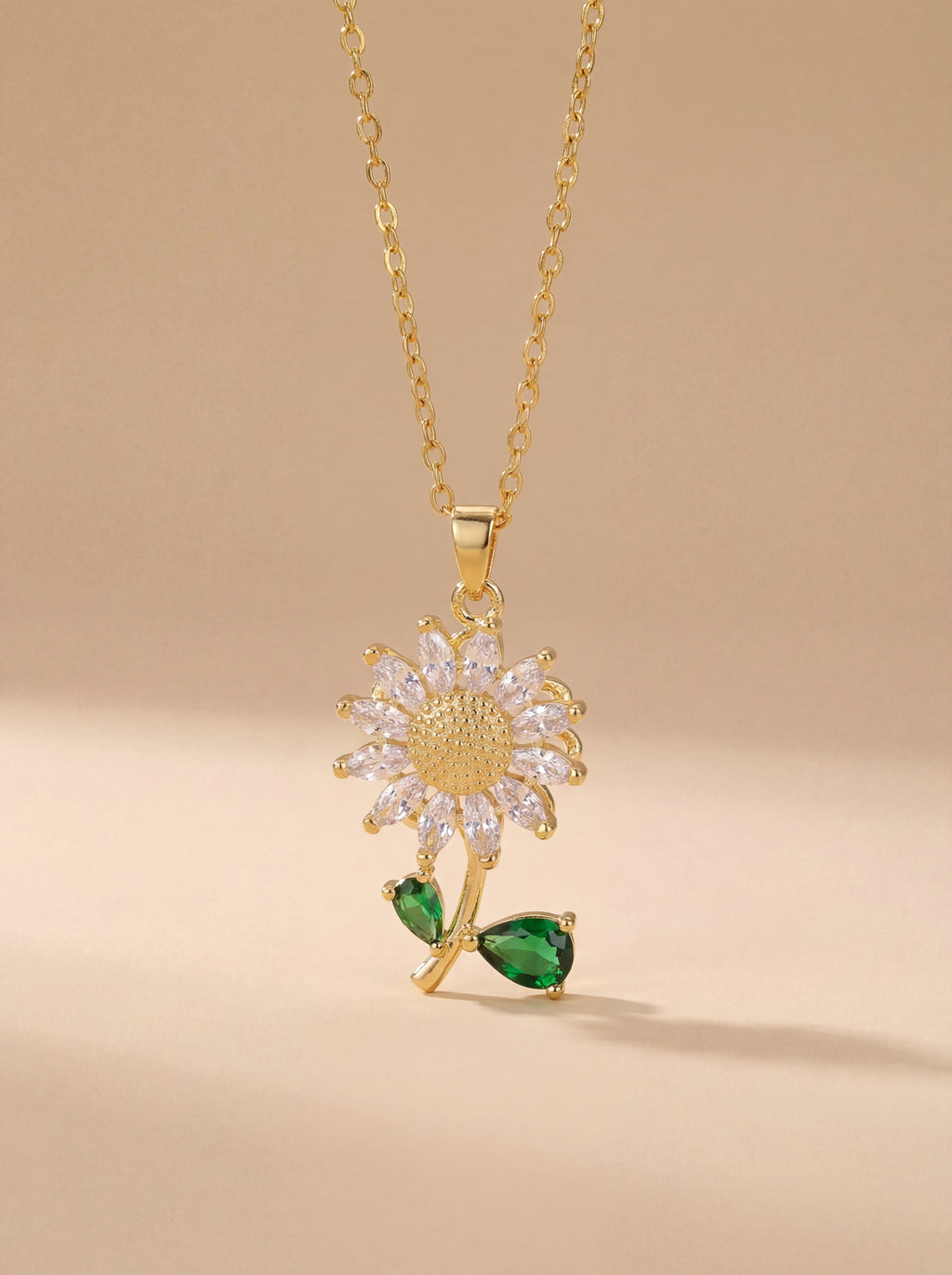 Rotating Sunflower Pendant Necklace