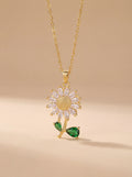 Rotating Sunflower Pendant Necklace