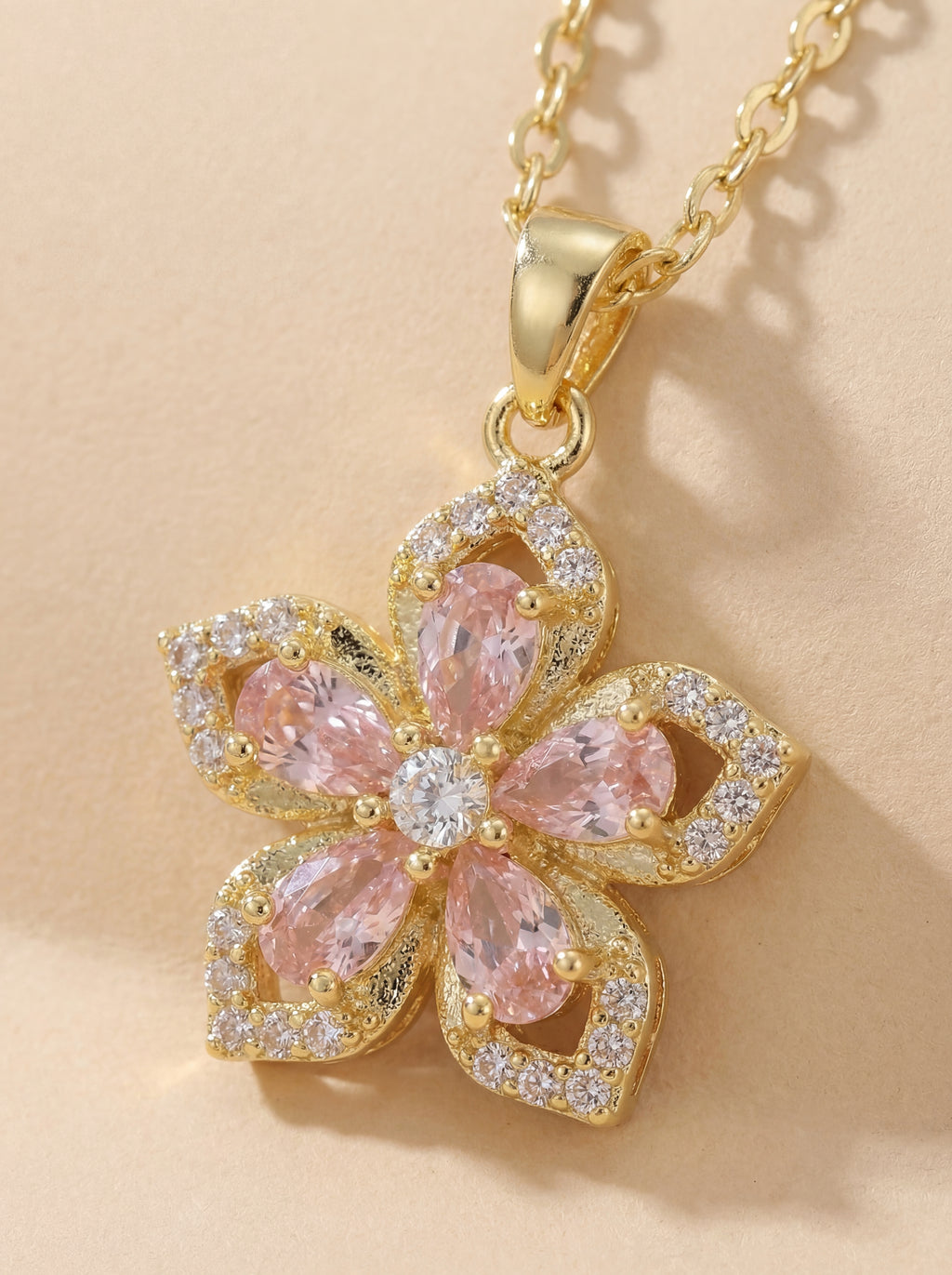 Pink Bloom Rotating Pendant Necklace
