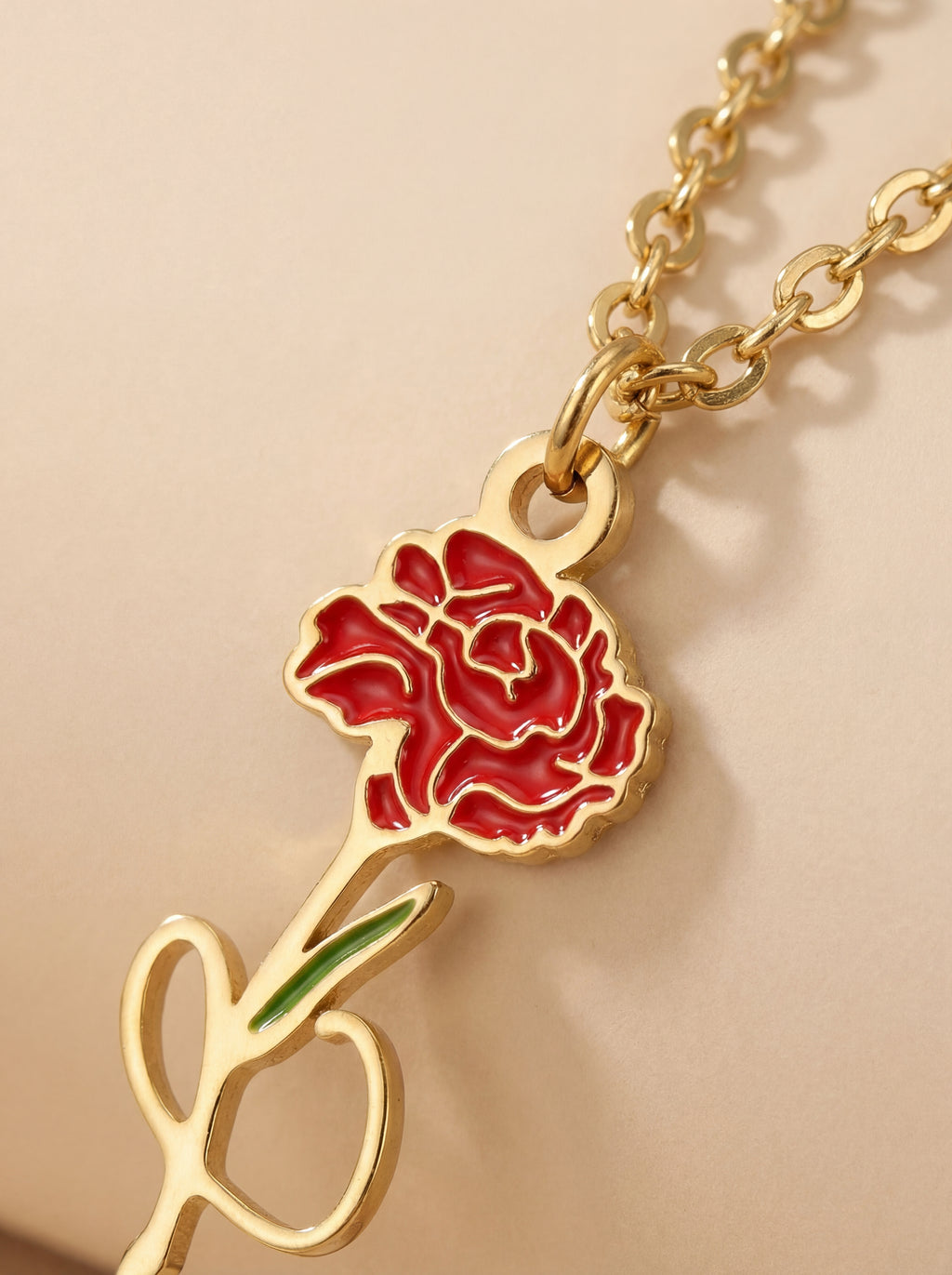 Scarlet Rose Stem Necklace